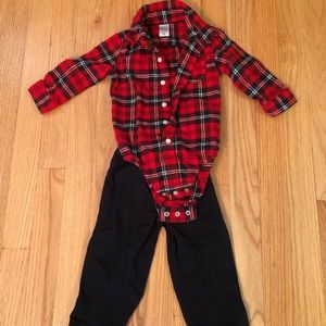 Carter’s Plaid Button Down Shirt and Black Pants